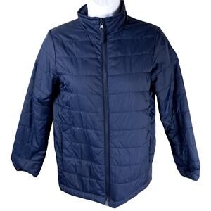 Lands End Girls Navy Bue Puffer Jacket Full Zip M
